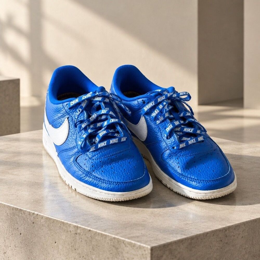 Nike Youth 7Y Royal Blue White Swoosh Low Top Sneakers Shoes Lace Up